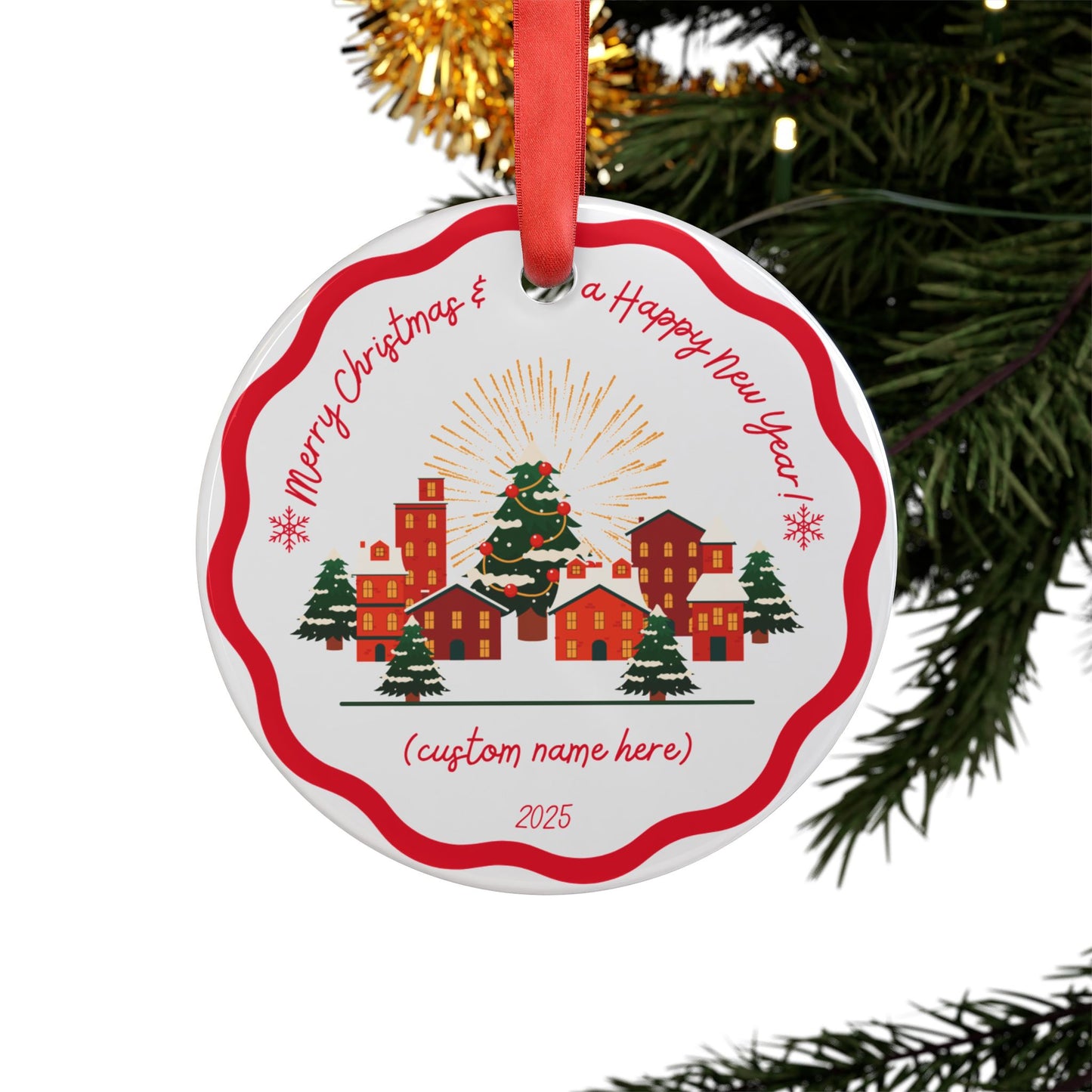 CUSTOM: Merry Christmas & Happy New Year Traditional Ornament