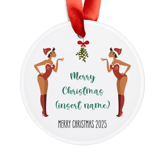 CUSTOM: Flirty Latina Mistletoe, Santa Baby Ornament